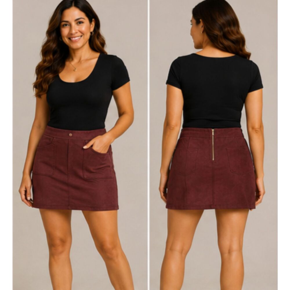 Old Navy Burgundy - Suede like Mini skirt Size 14